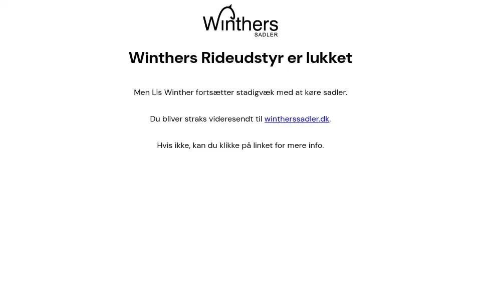 Screenshot of winthersrideudstyr.dk