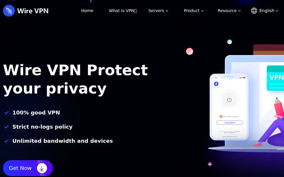 Screenshot of wirevpn.app