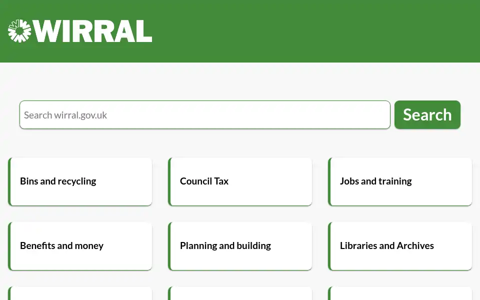 Screenshot of wirral.gov.uk