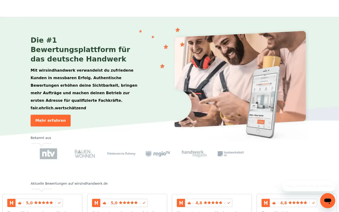 Screenshot of wirsindhandwerk.de