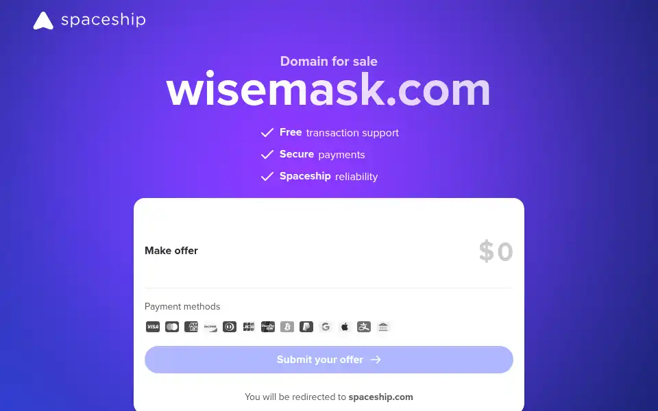 Screenshot of wisemask.com