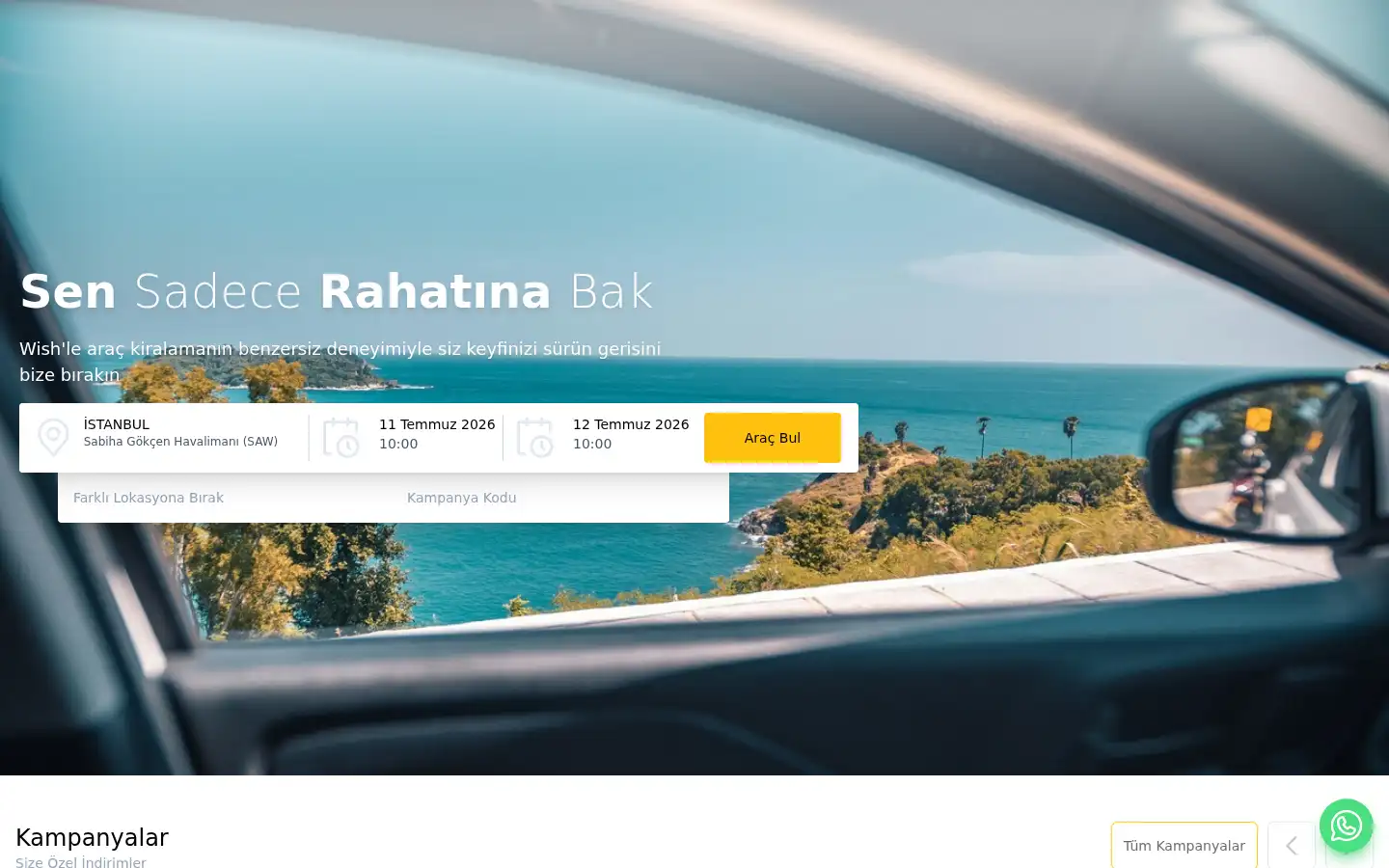 Screenshot of wishcarrental.com
