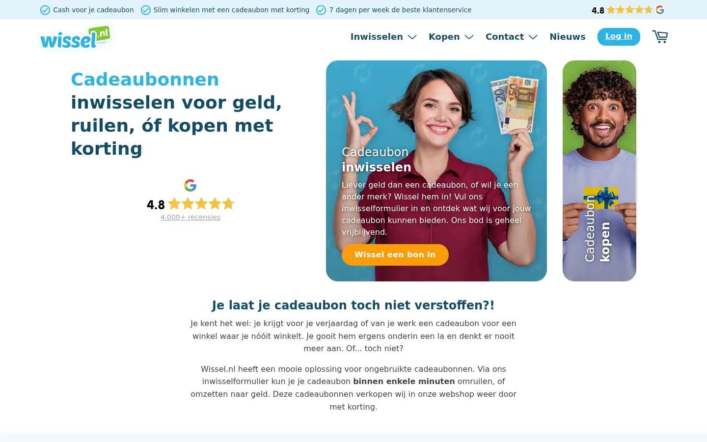 Screenshot of wissel.nl