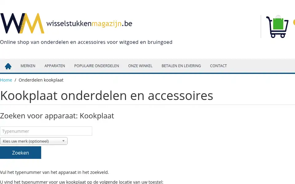 Screenshot of wisselstukkenmagazijn.be