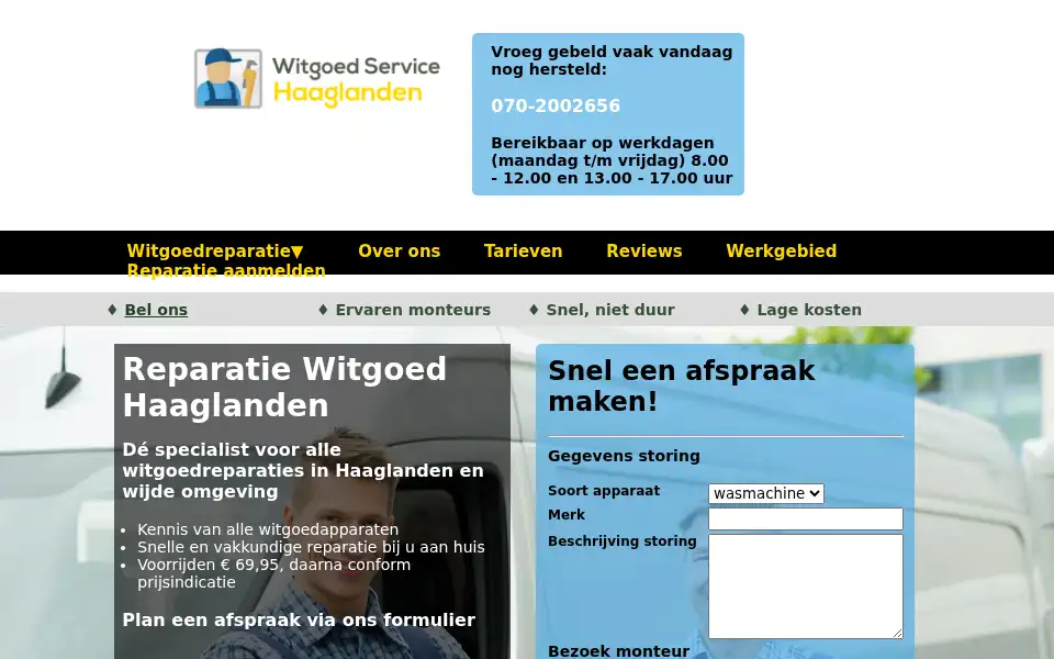 Screenshot of witgoedservice-haaglanden.nl