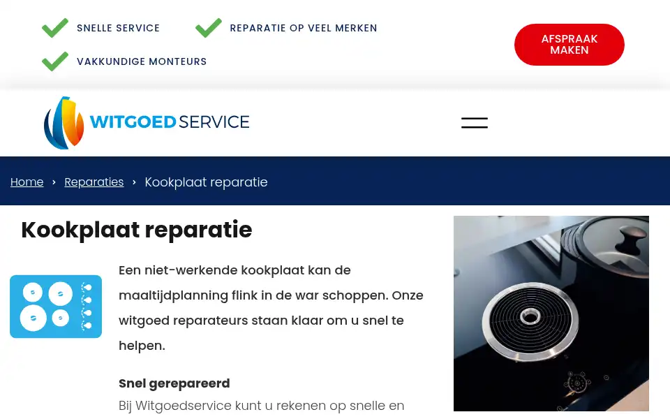 Screenshot of witgoedservice.nl