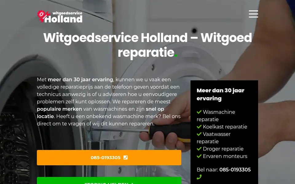 Screenshot of witgoedserviceholland.nl