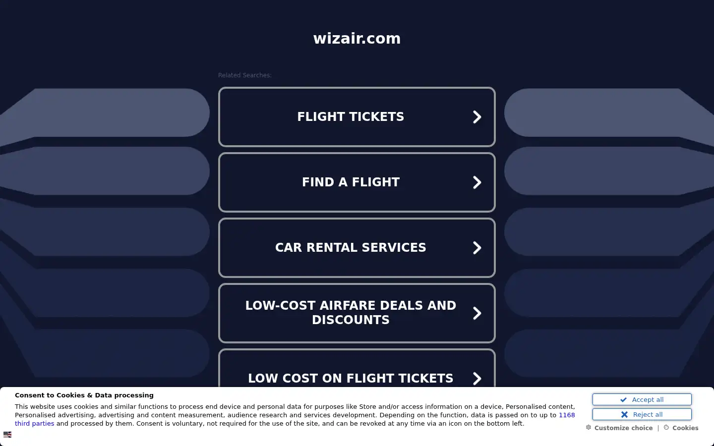 Screenshot of wizair.com