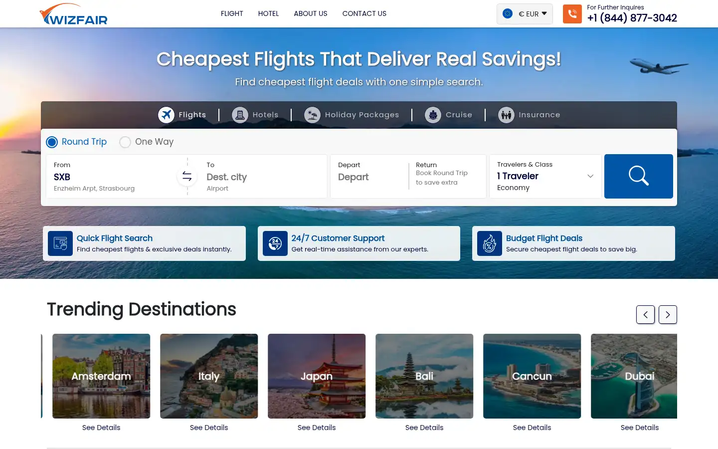 Screenshot of wizfairtravels.com