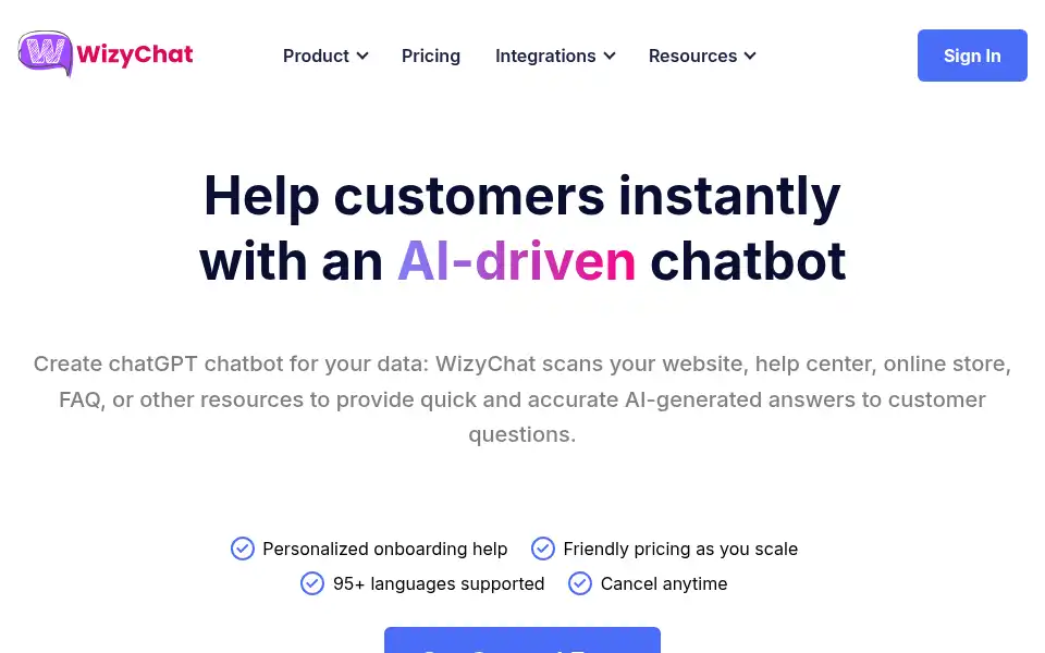 Screenshot of wizy.chat
