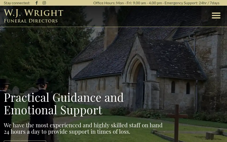 Screenshot of wjwrightfunerals.co.uk