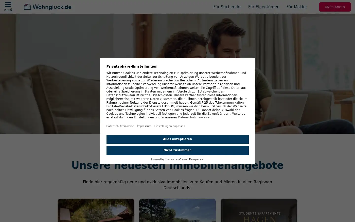 Screenshot of wohnglueck.de