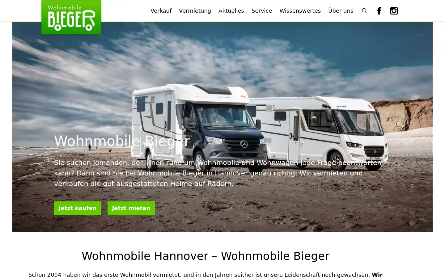 Screenshot of wohnmobile-hannover.de