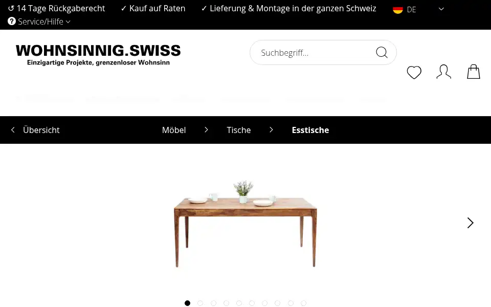 Screenshot of wohnsinnig.swiss