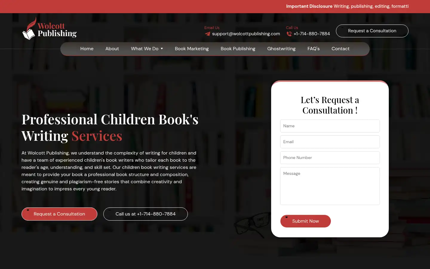 Screenshot of wolcottpublishing.com
