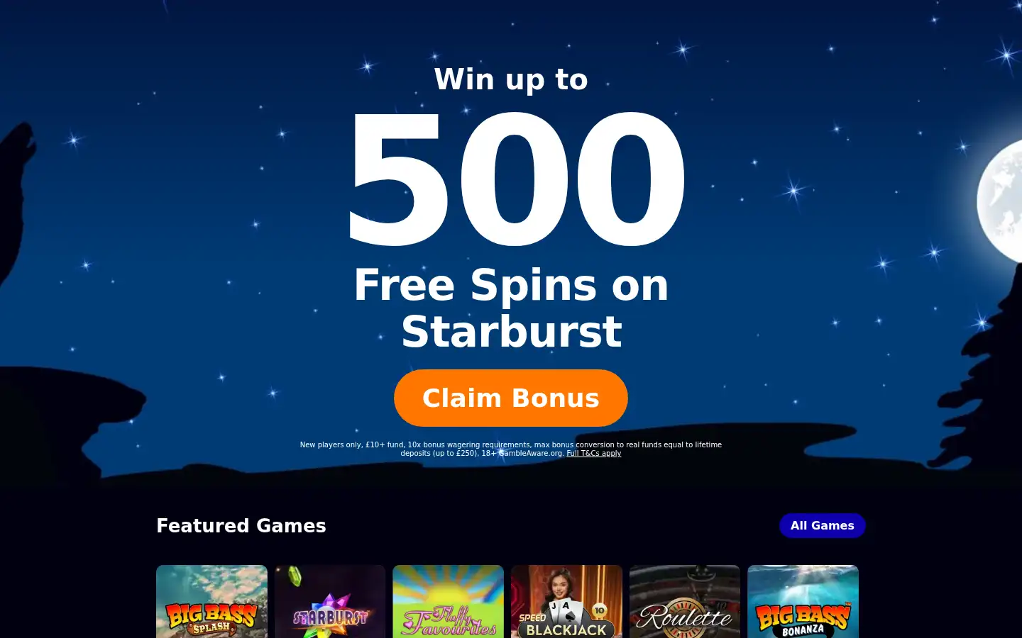 Screenshot of wolfspins.com
