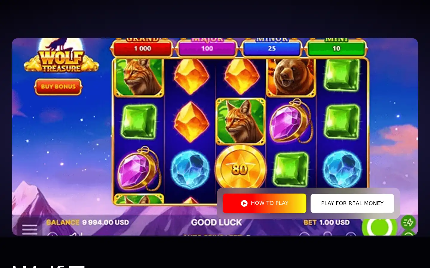 Screenshot of wolftreasureplay.com