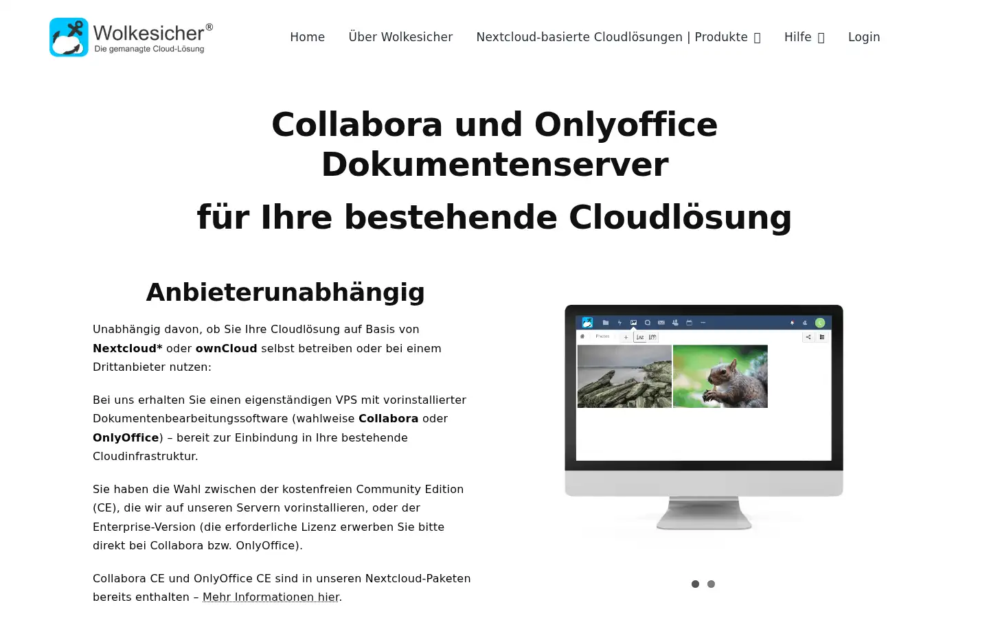 Screenshot of wolkesicher.de