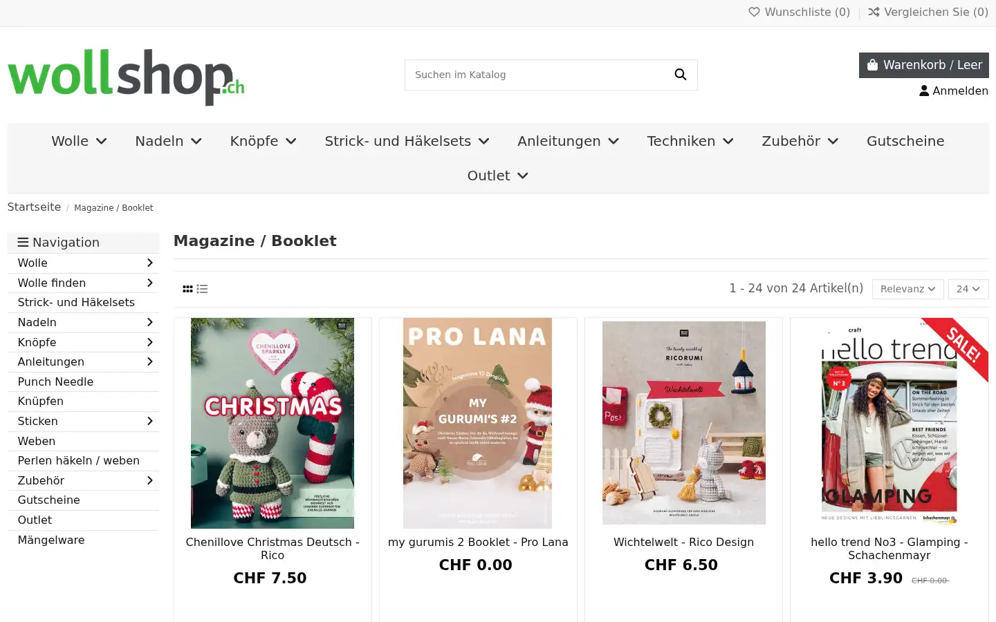 Screenshot of wollshop.ch