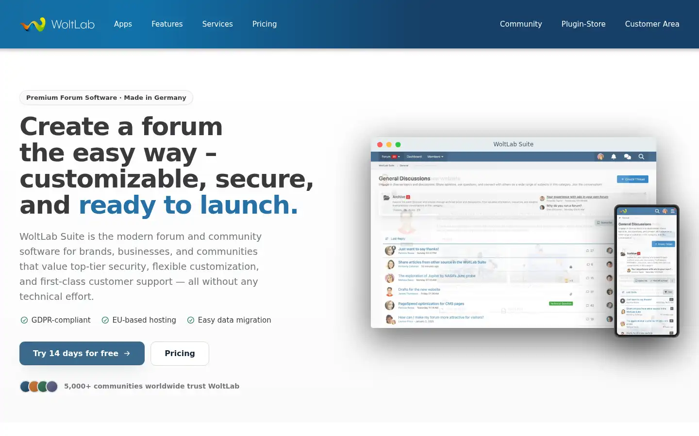 Screenshot of woltlab.com