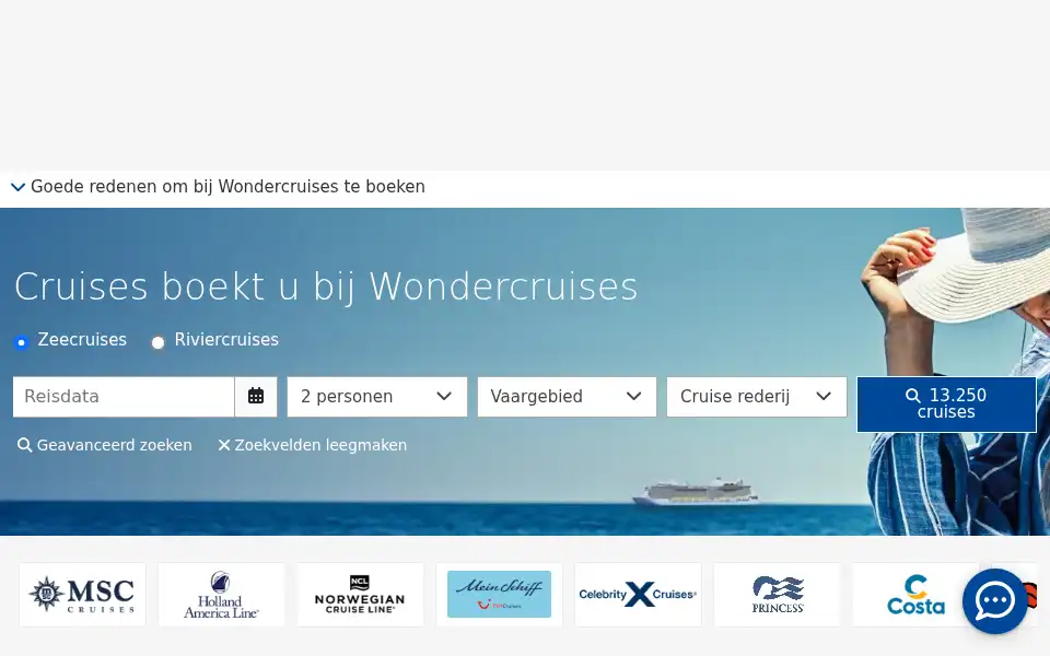 Screenshot of wondercruises.be
