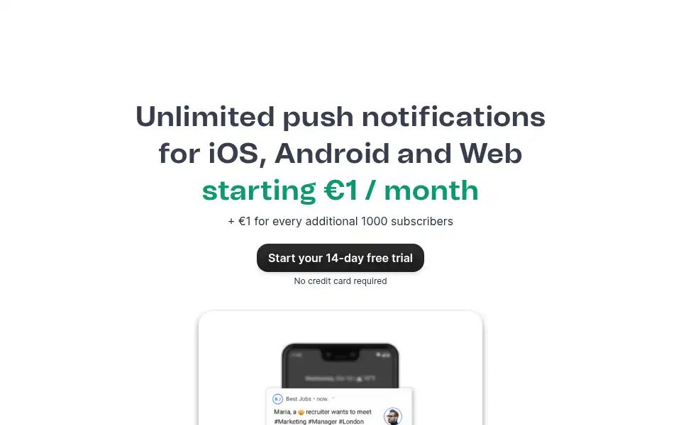 Screenshot of wonderpush.com
