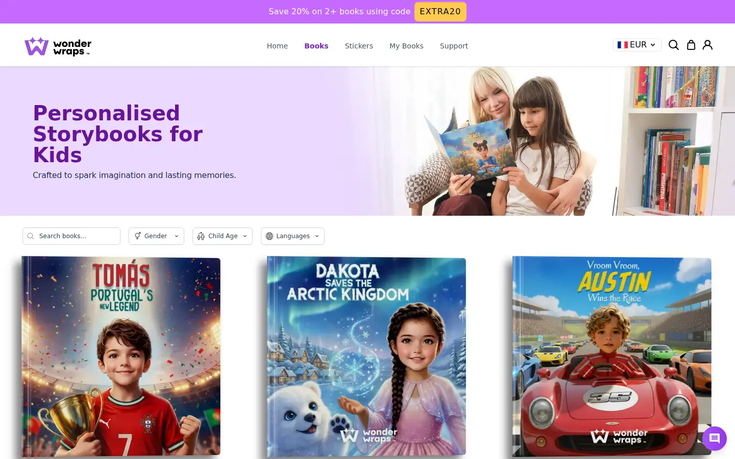 Screenshot of wonderwraps.com