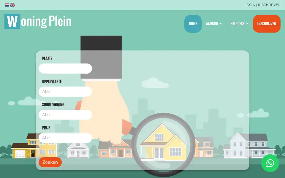 Screenshot of woning-plein.nl