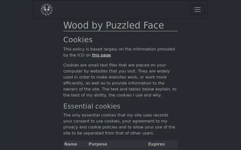 Screenshot of wood.puzzledface.net