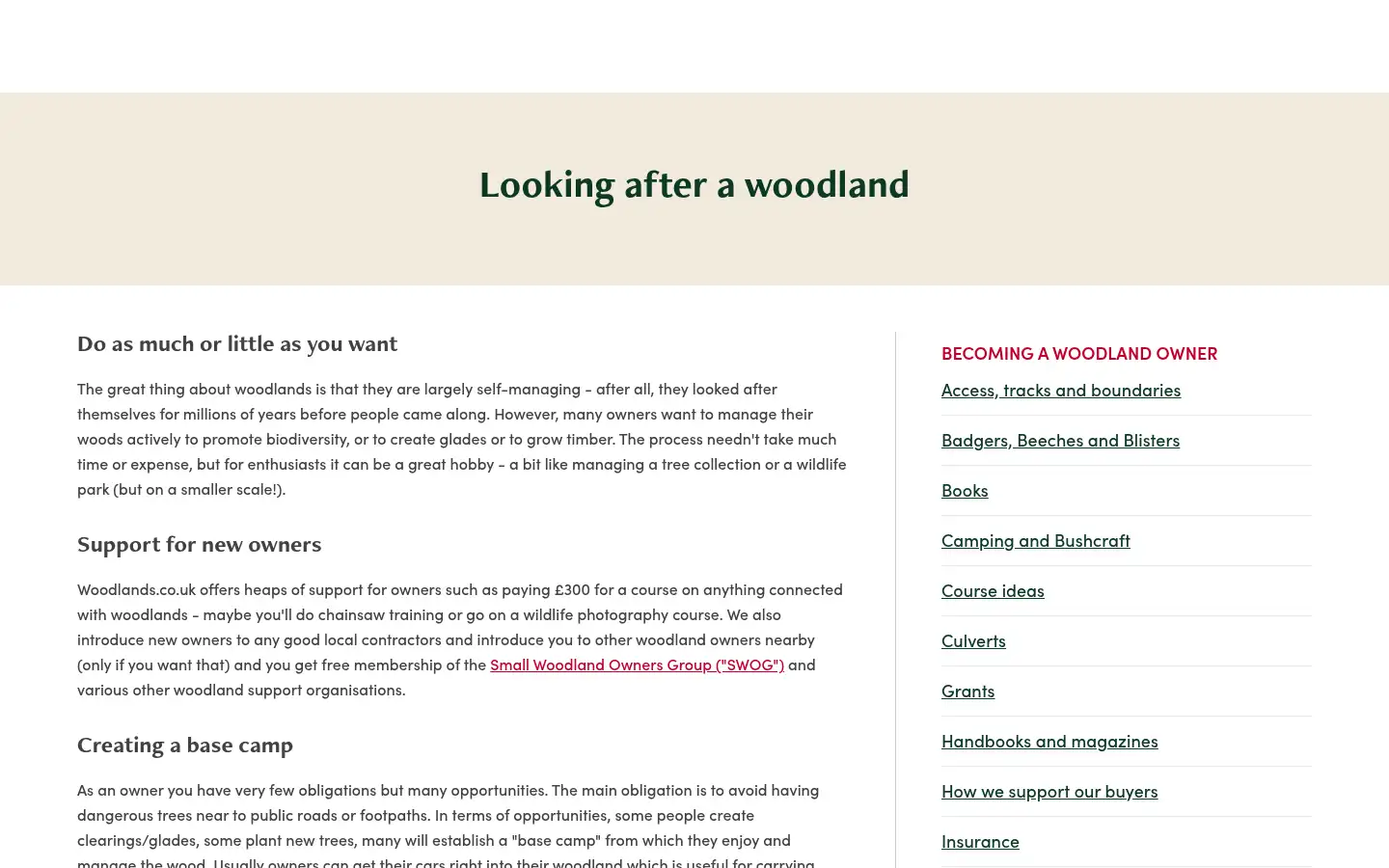Screenshot of woodlands.co.uk