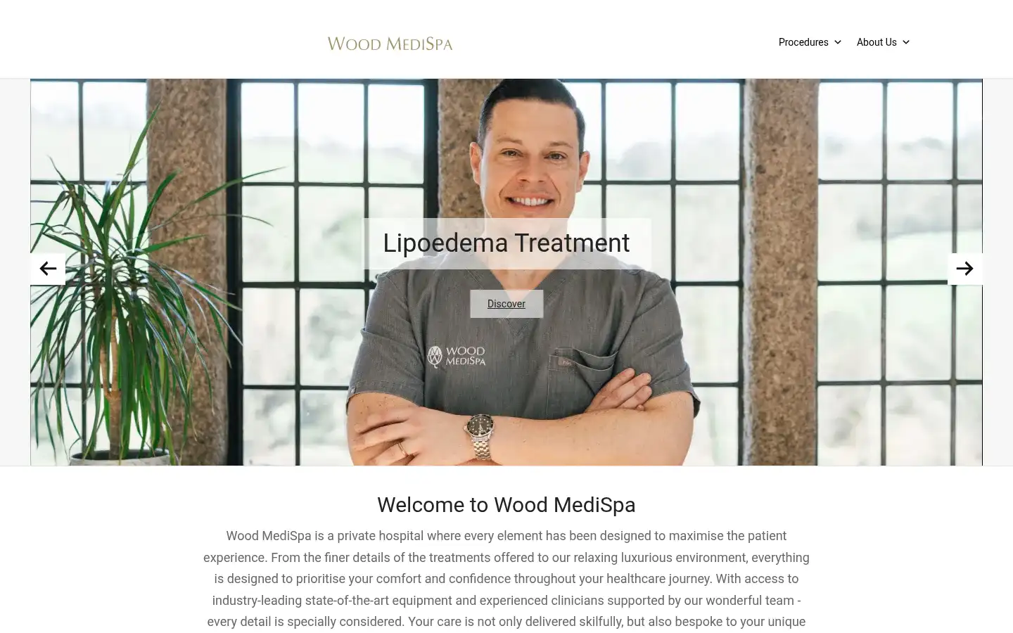 Screenshot of woodmedispa.co.uk