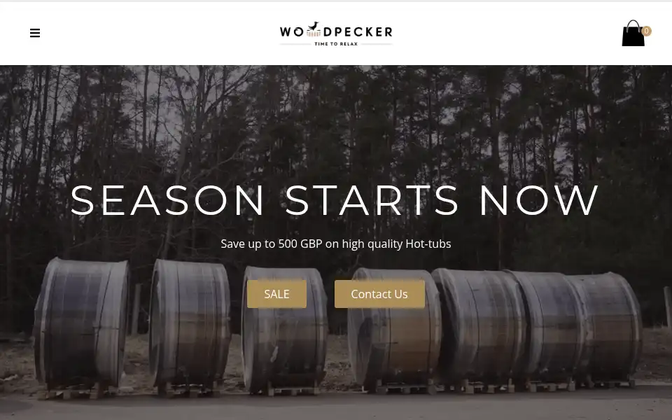 Screenshot of woodpeckertubs.co.uk