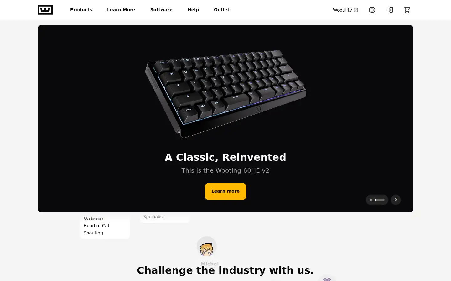 Screenshot of wooting.io