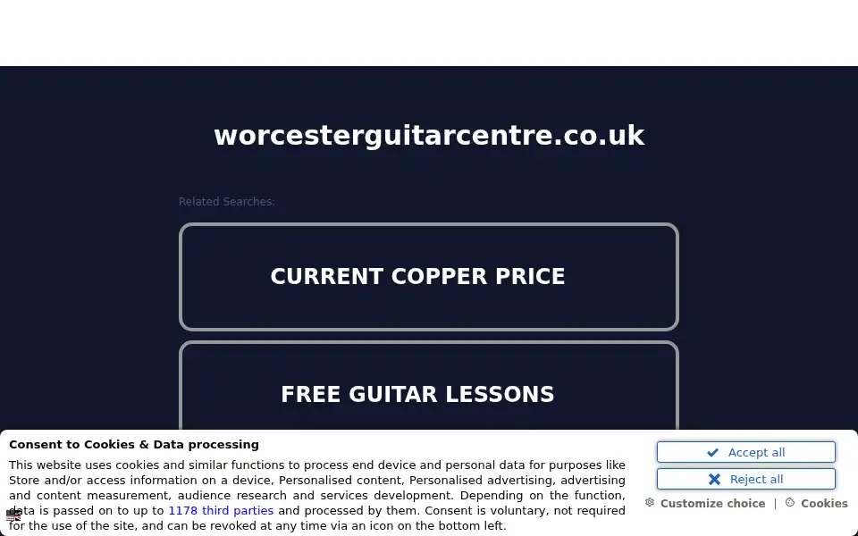 Screenshot of worcesterguitarcentre.co.uk