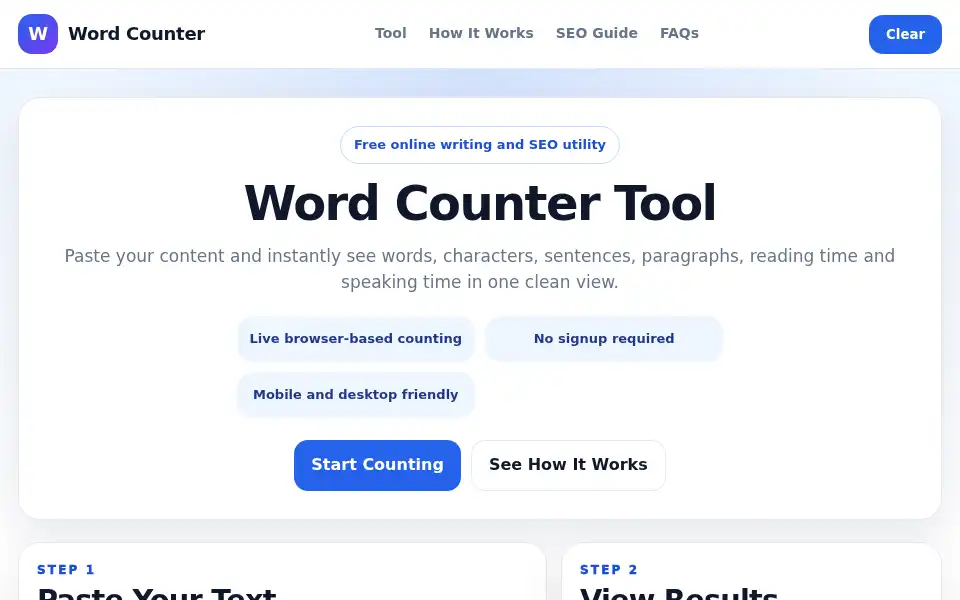 Screenshot of wordcounter.pk
