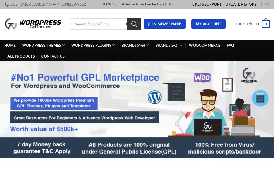 Screenshot of wordpressgplthemes.com