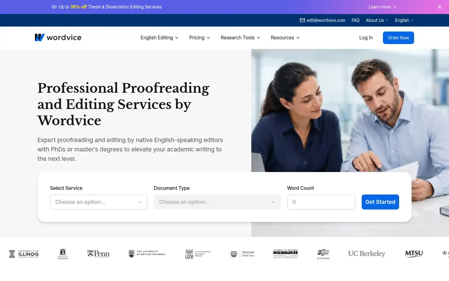 Screenshot of wordvice.com