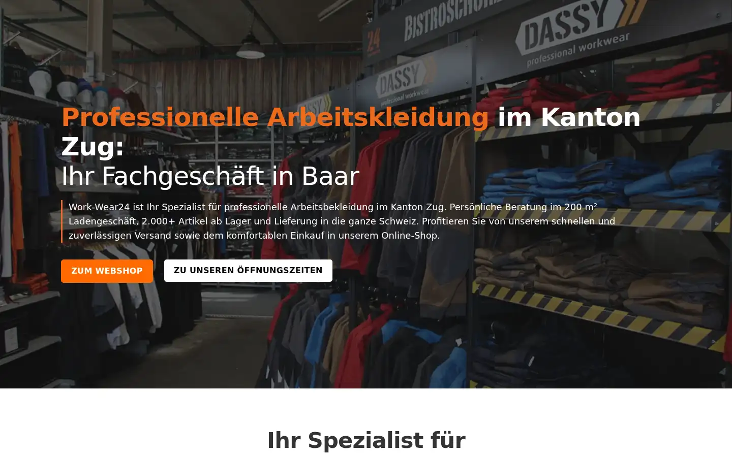 Screenshot of work-wear24.ch
