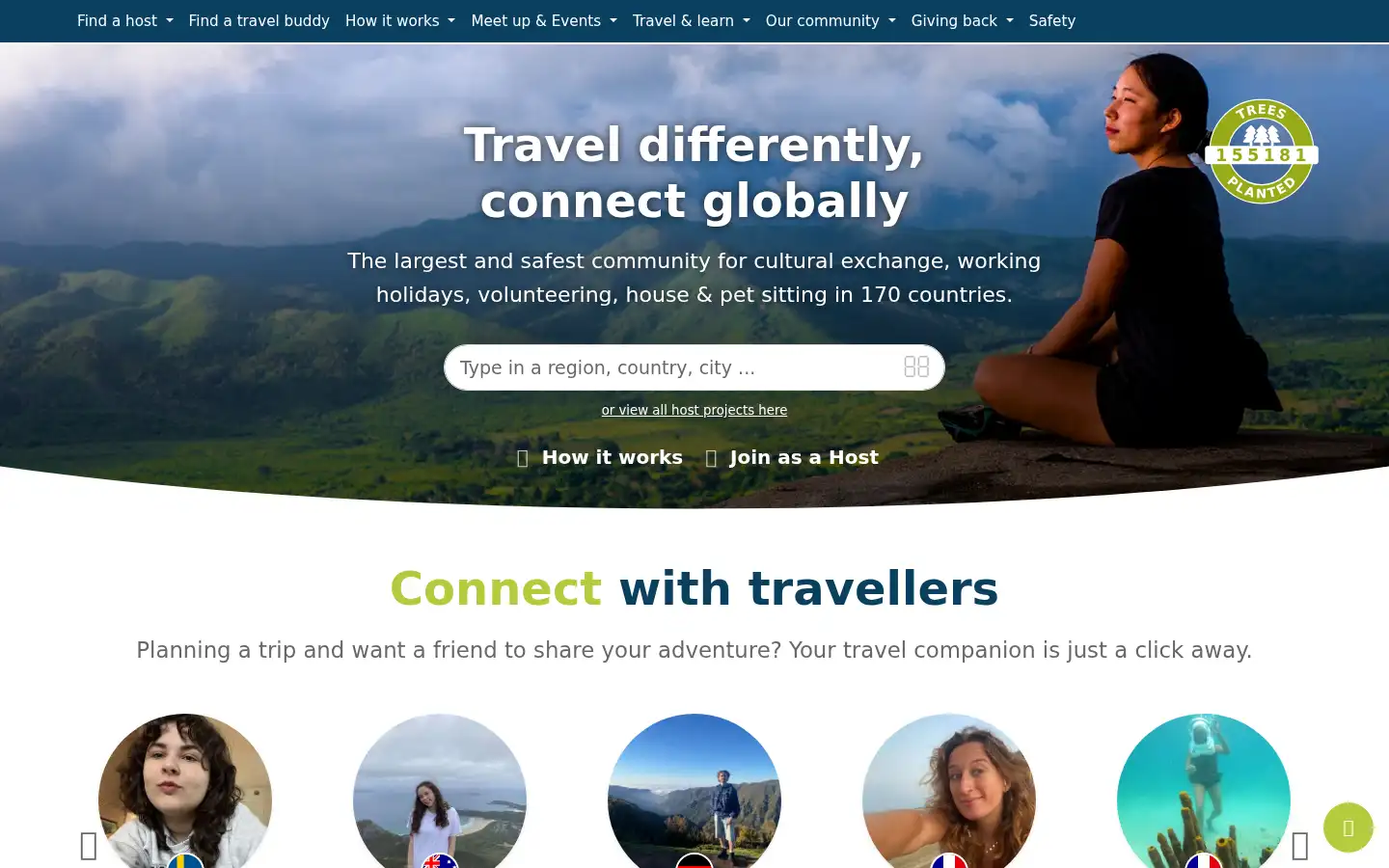 Screenshot of workaway.info
