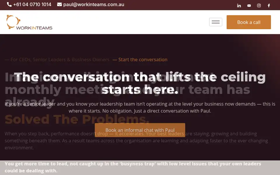 Screenshot of workinteams.com.au