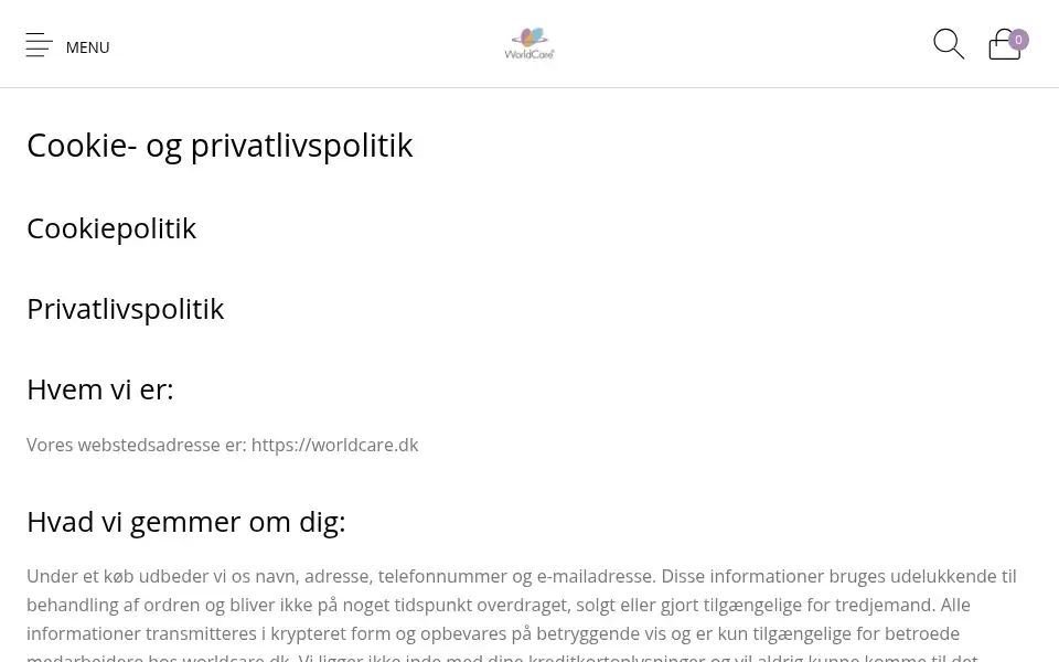 Screenshot of worldcare.dk