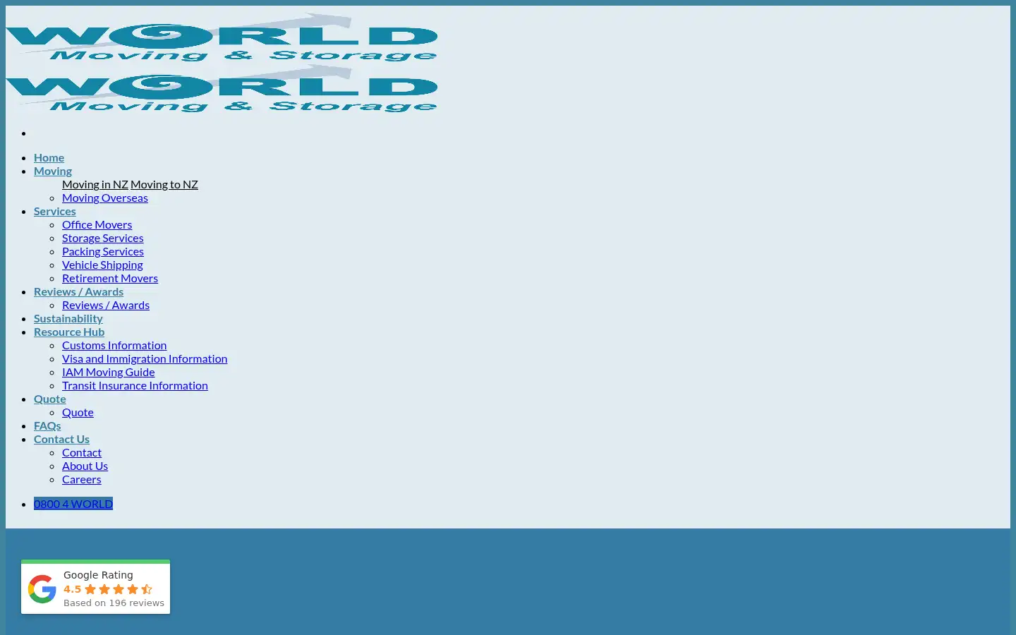 Screenshot of worldmoving.co.nz