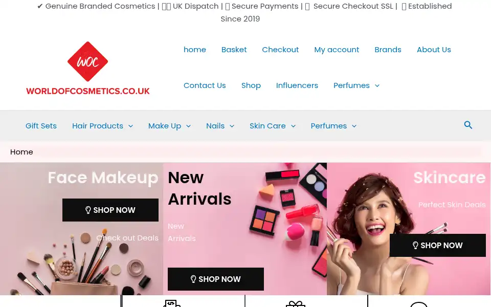 Screenshot of worldofcosmetics.co.uk