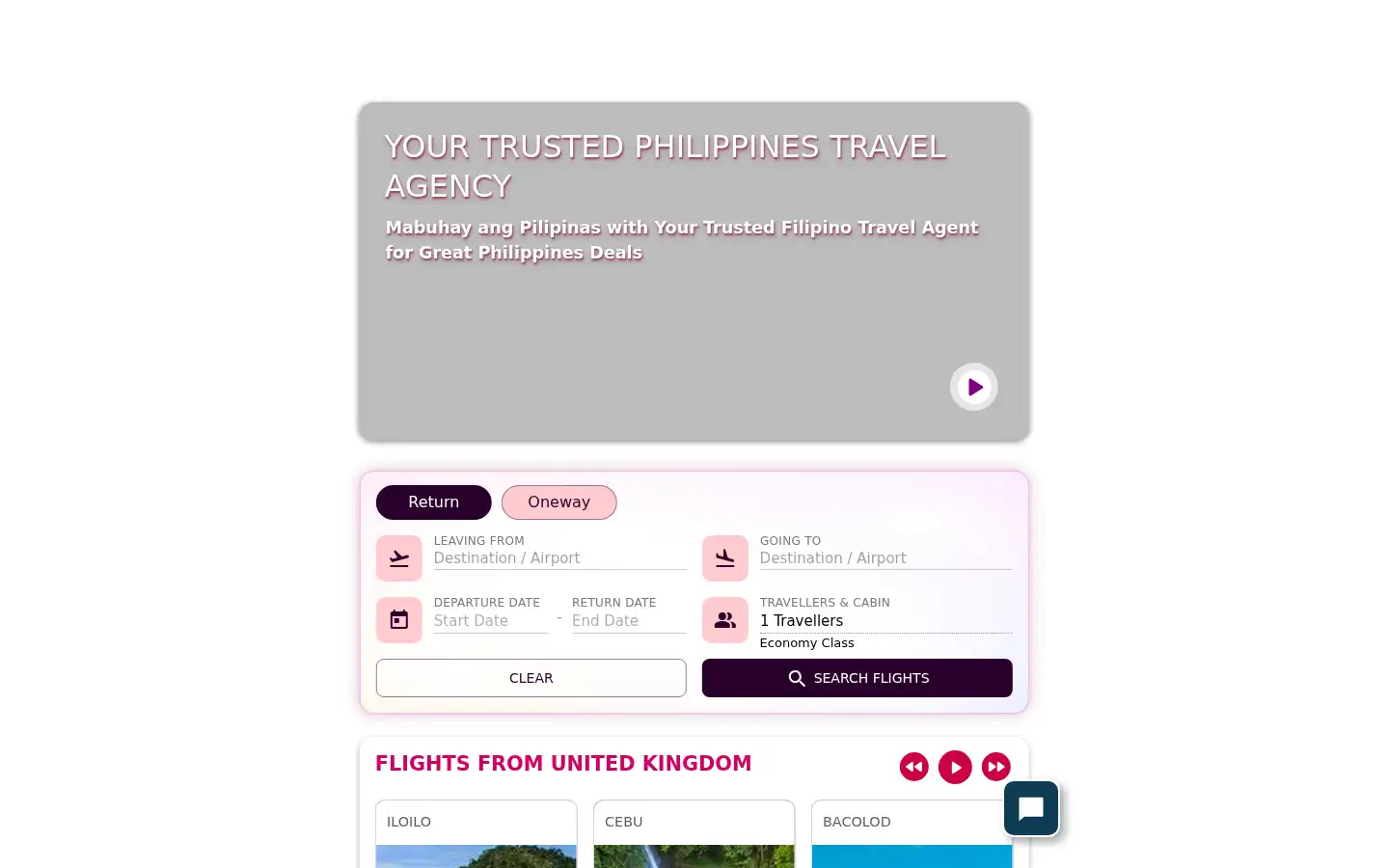 Screenshot of worldpinoyflights.com