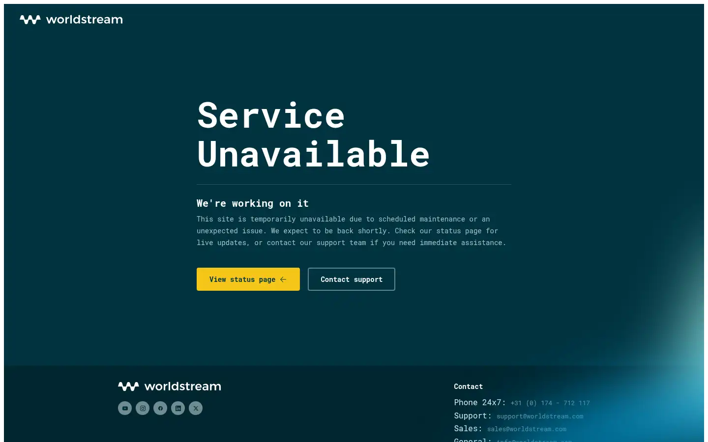 Screenshot of worldstream.com
