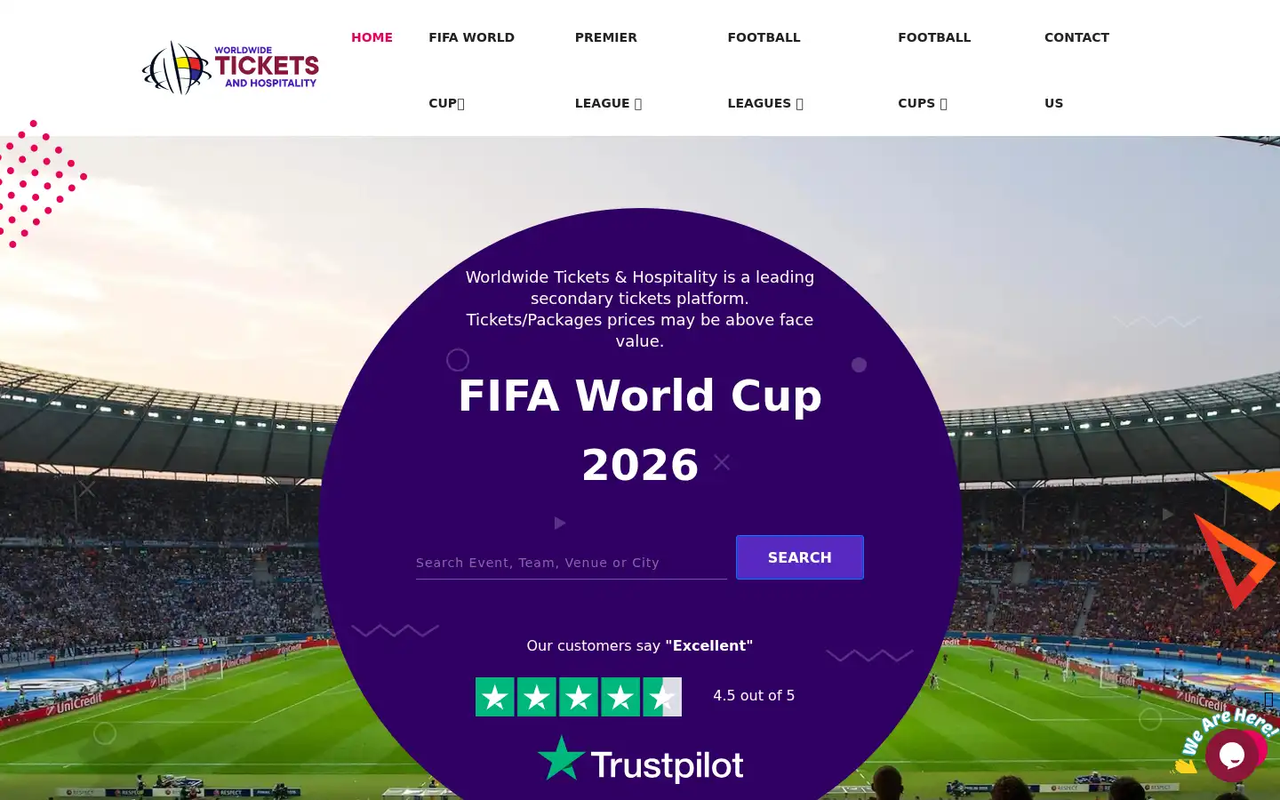 Screenshot of worldwideticketsandhospitality.com