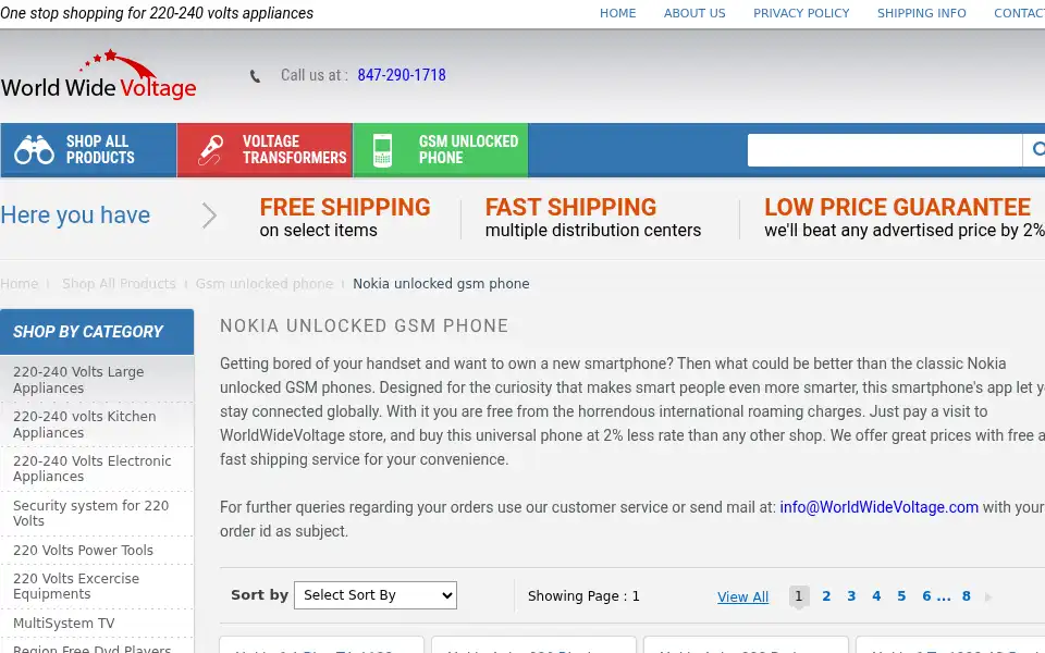 Screenshot of worldwidevoltage.com