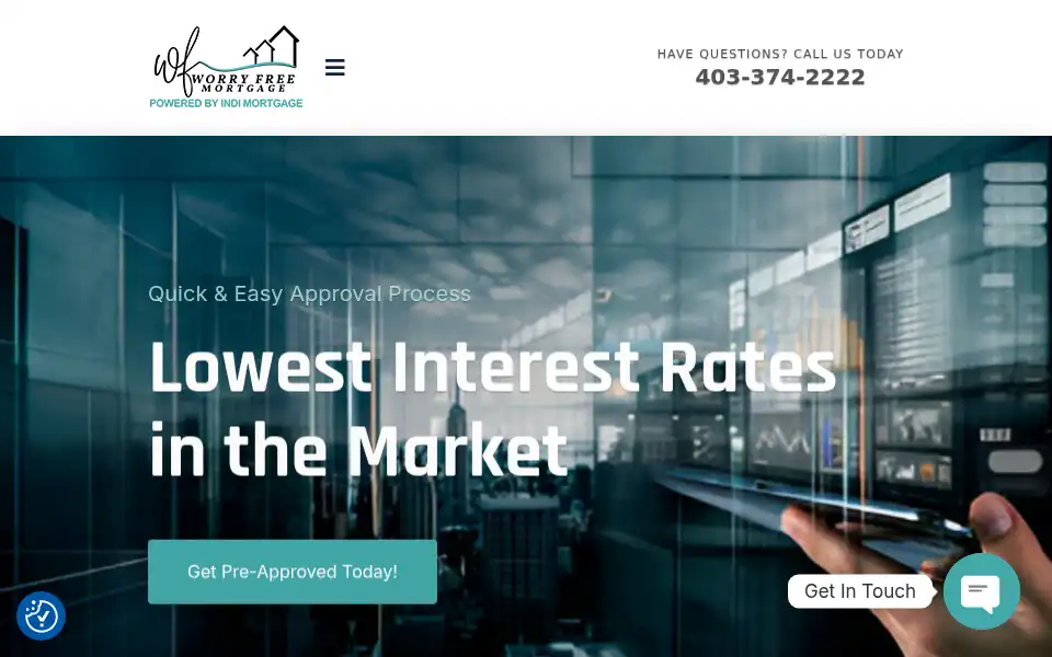 Screenshot of worryfreemortgage.ca