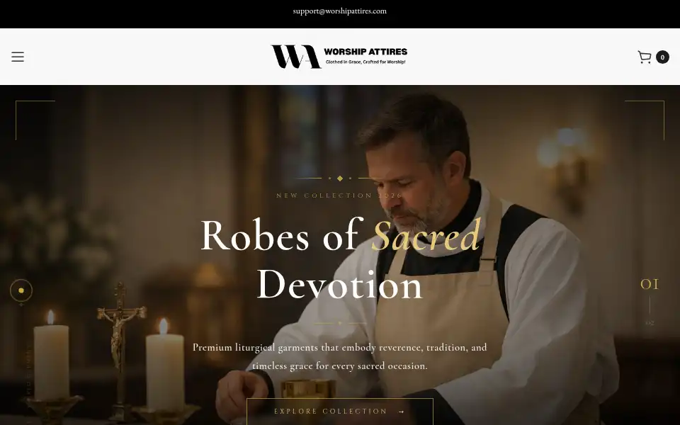 Screenshot of worshipattires.com