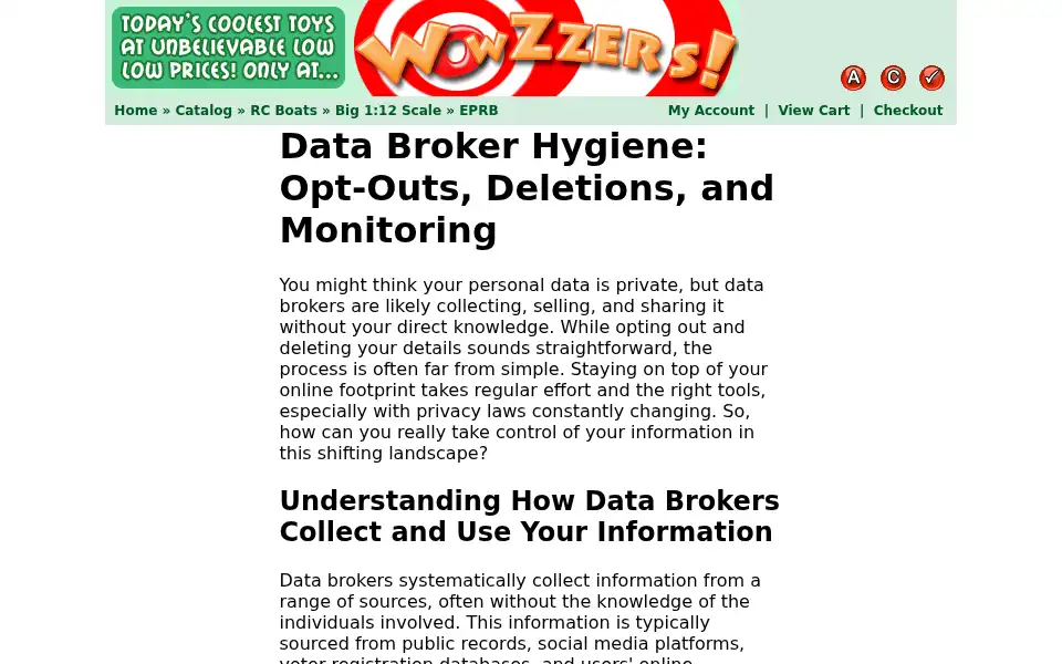 Screenshot of wowzzers.com